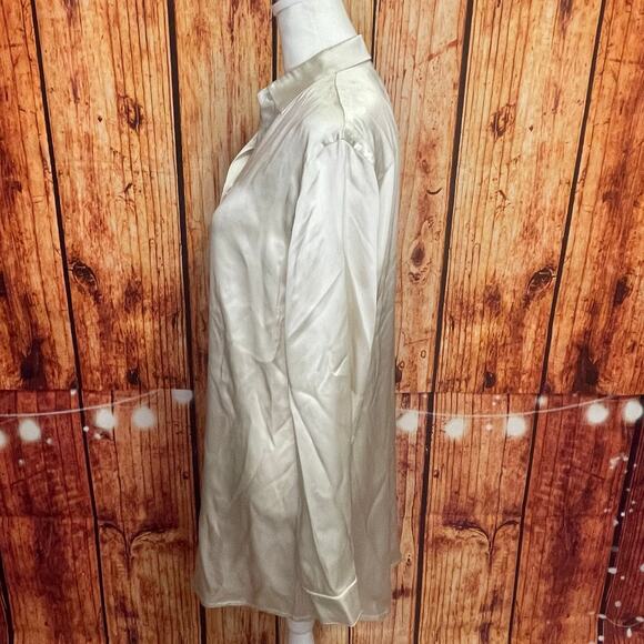 ATM ivory silk shirtdress size XS extra small buttondown missing last button - Picture 3 of 7